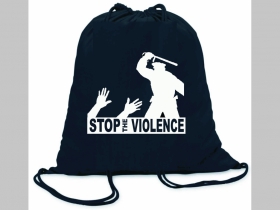 Stop Violence ľahké sťahovacie vrecko ( batôžtek / vak ) s čiernou šnúrkou, 100% bavlna 100 g/m2, rozmery cca. 37 x 41 cm